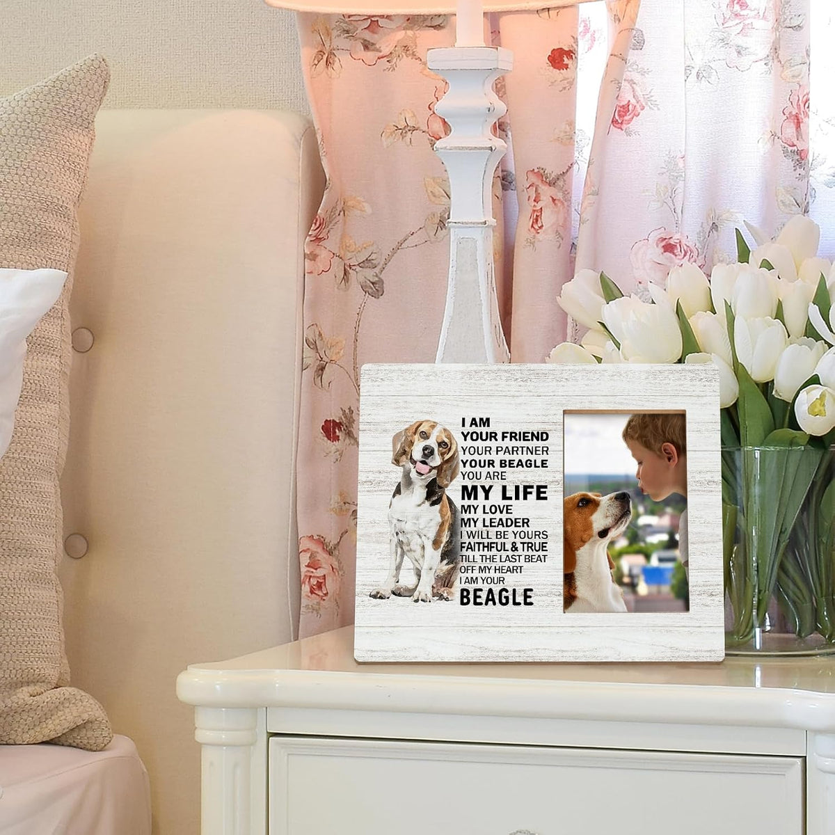 Beagle Dog Mom Dad Gifts for Women Men Dog Lovers Owner Kids, Beagle Decor Decorative Picture Frames, Beagle Ornament Frames, Beagle Beagles Dog Photo Picture Memorial Frame for 4X6 Photo