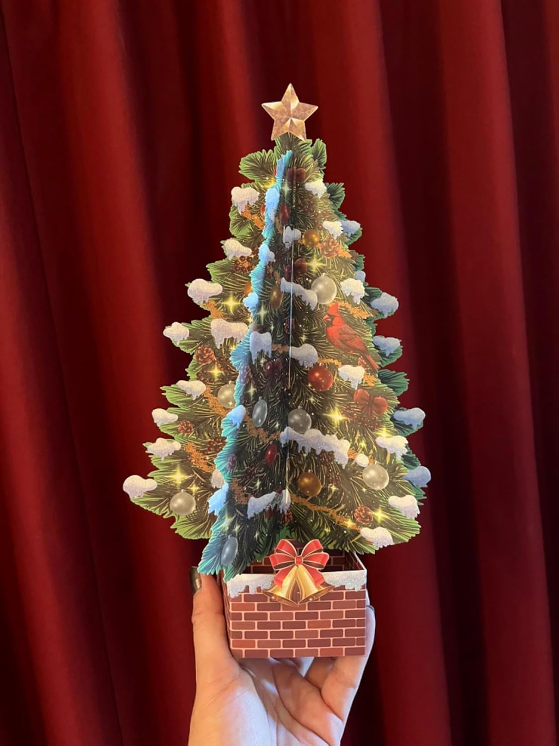 Pop up Christmas Cards, 12 Inch Christmas Tree with Snow Scenery-2 Pack