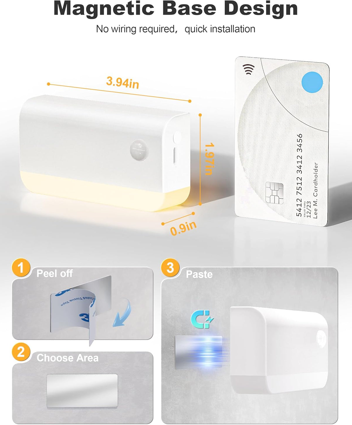 Motion Sensor Rechargeable Night Lights, 3 Modes 3CCT 6Pack,White
