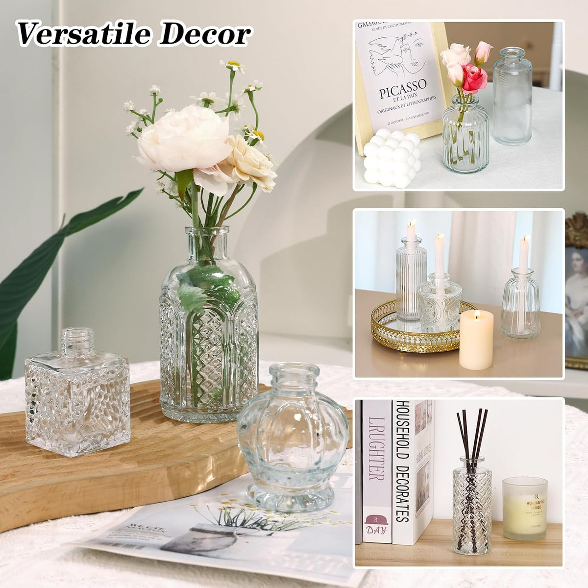 24Pcs Bud Vases for Centerpieces, Clear Glass Vase Decorations