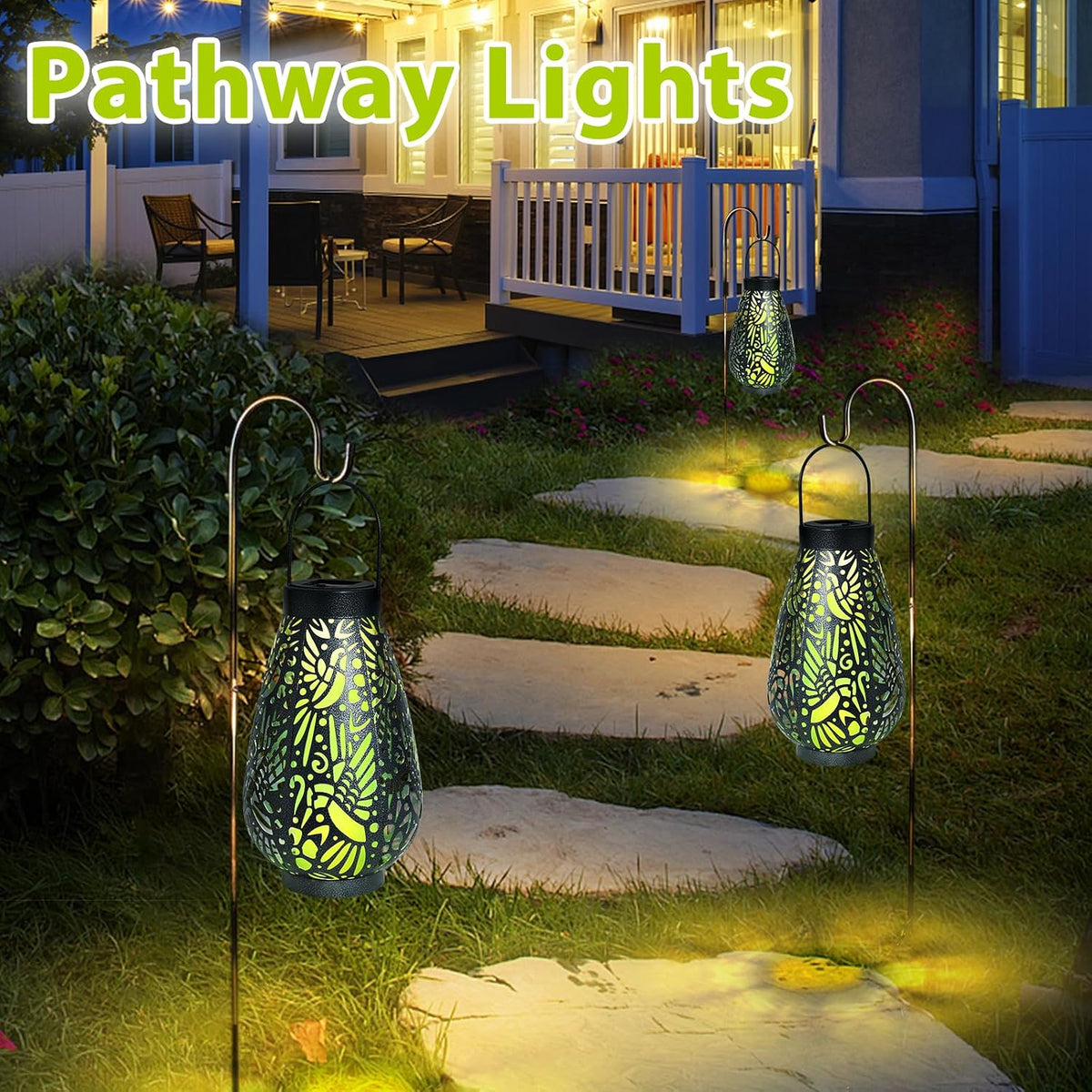 Hummingbird Solar Lantern Outdoor Waterproof Metal Hanging Garden Light