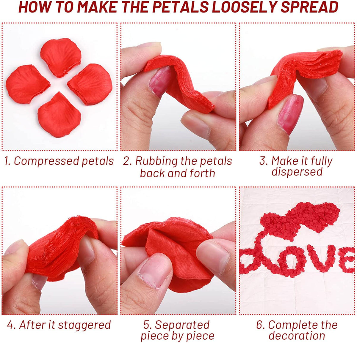 Rose Petals for Romantic Night - Artificial Red Rose Petals with LED Candles for Decoration, Wedding, Valentine'S Day