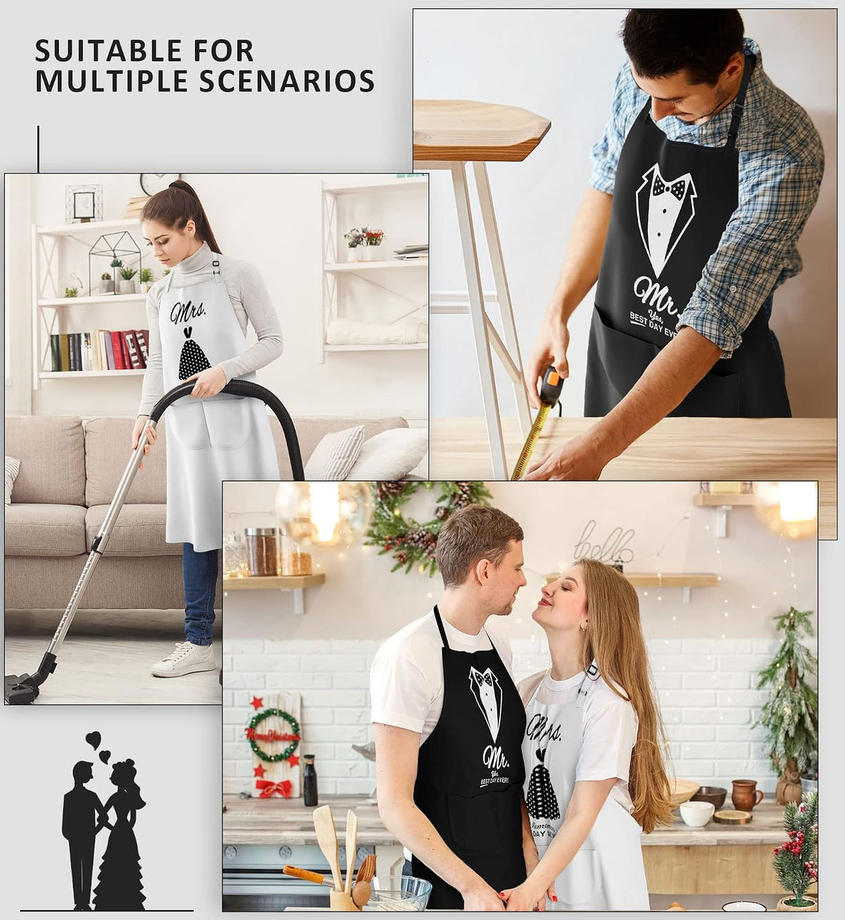 Mr & Mrs Aprons for Couple Gift-Anniversary,Bridal Shower,Wedding,Engagement,Christmas Gifts for Couple,Kitchen Gift Set