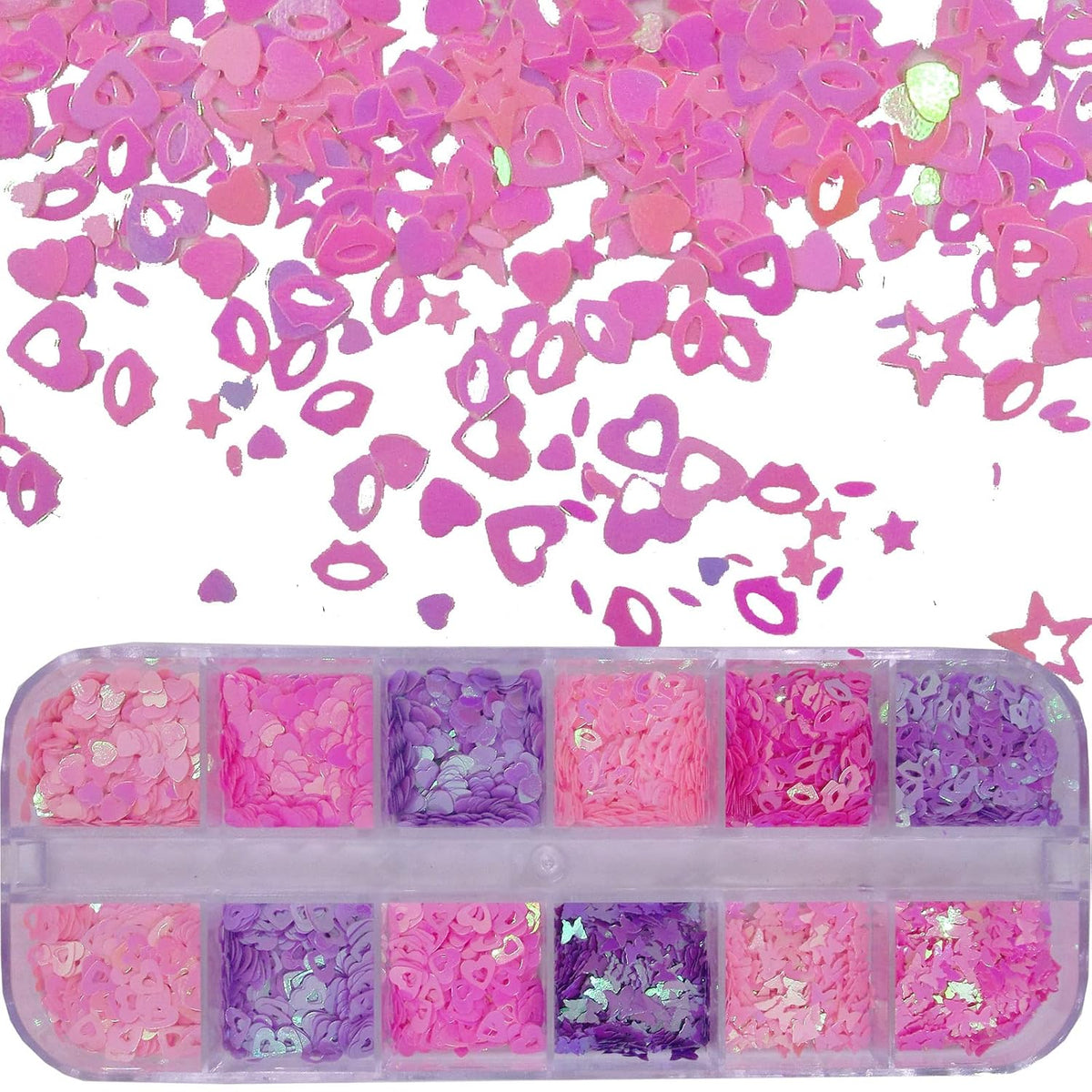 Holographic Nail Glitter Star Heart Butterfly Shaped Chunky Glitter Flakes