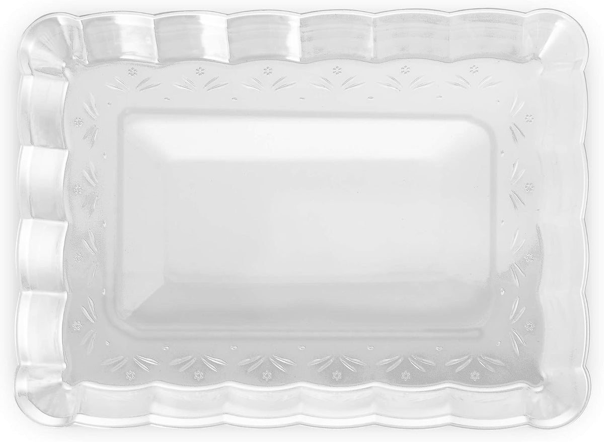 Plastic Serving Trays - Serving Platters Rectangle 9X13 Disposable Party Dish Includes 4 Trays