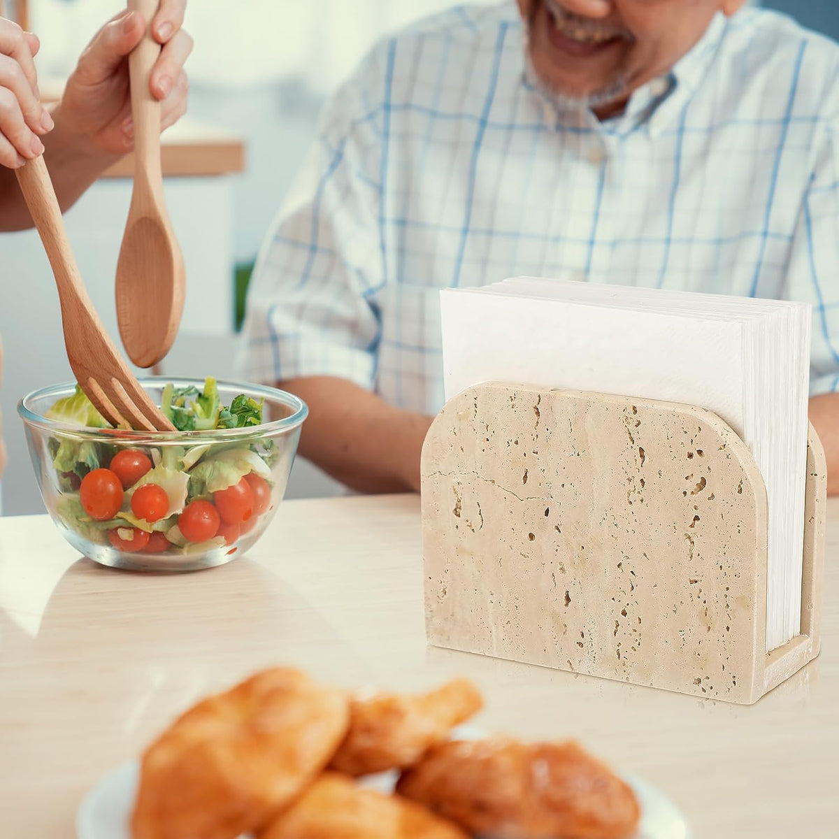 Marble Napkin Holder for Table Travertine 5.5 X 2.5 X 4 Inches