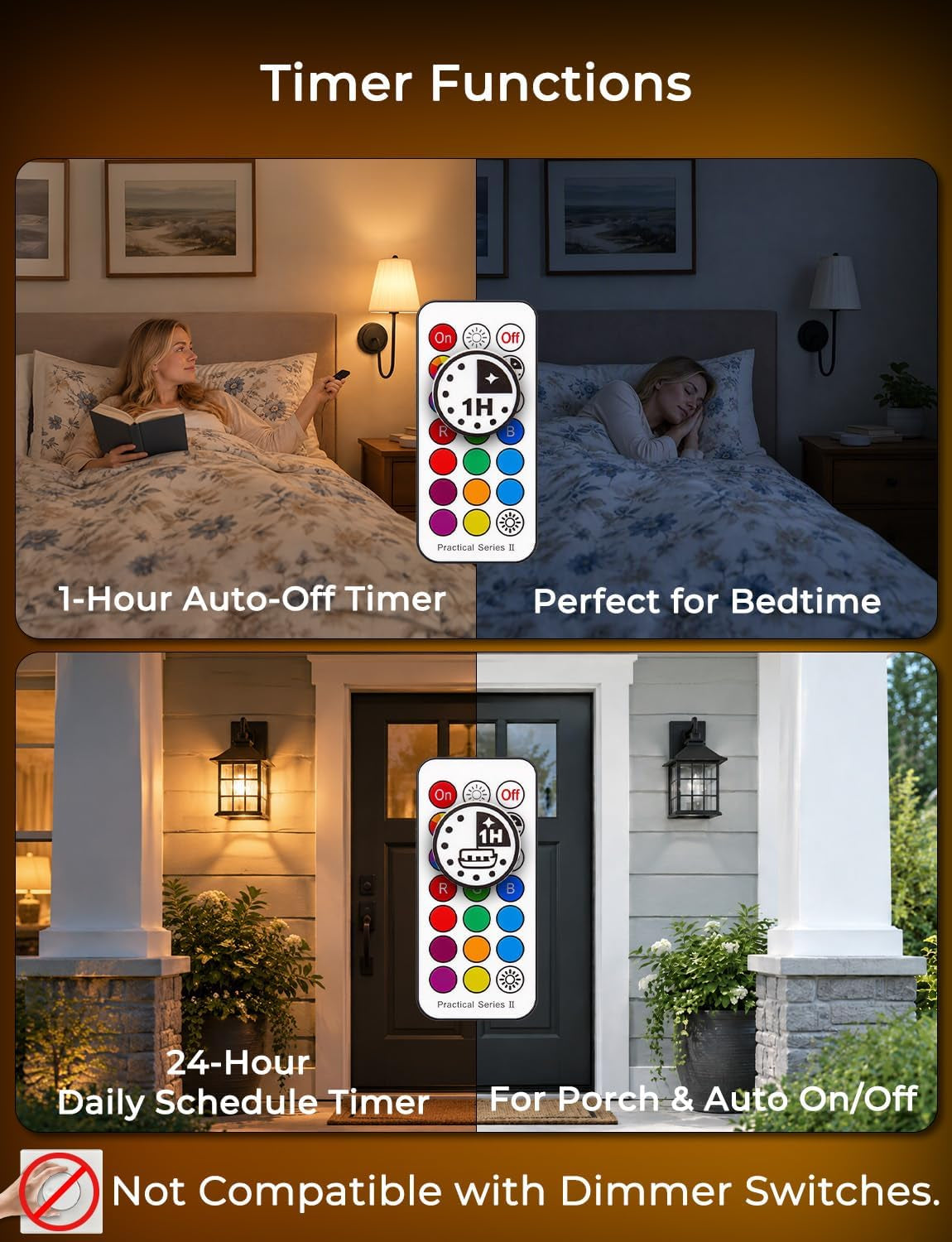 E12 LED Candelabra Light Bulbs, Color Changing Candle, B11 40W Equivalent, 450 Lumen, RGB + 2700K Warm White, 5Watt, 12 Colors, 2 Modes, Timer, Remote Control(4 Pack)