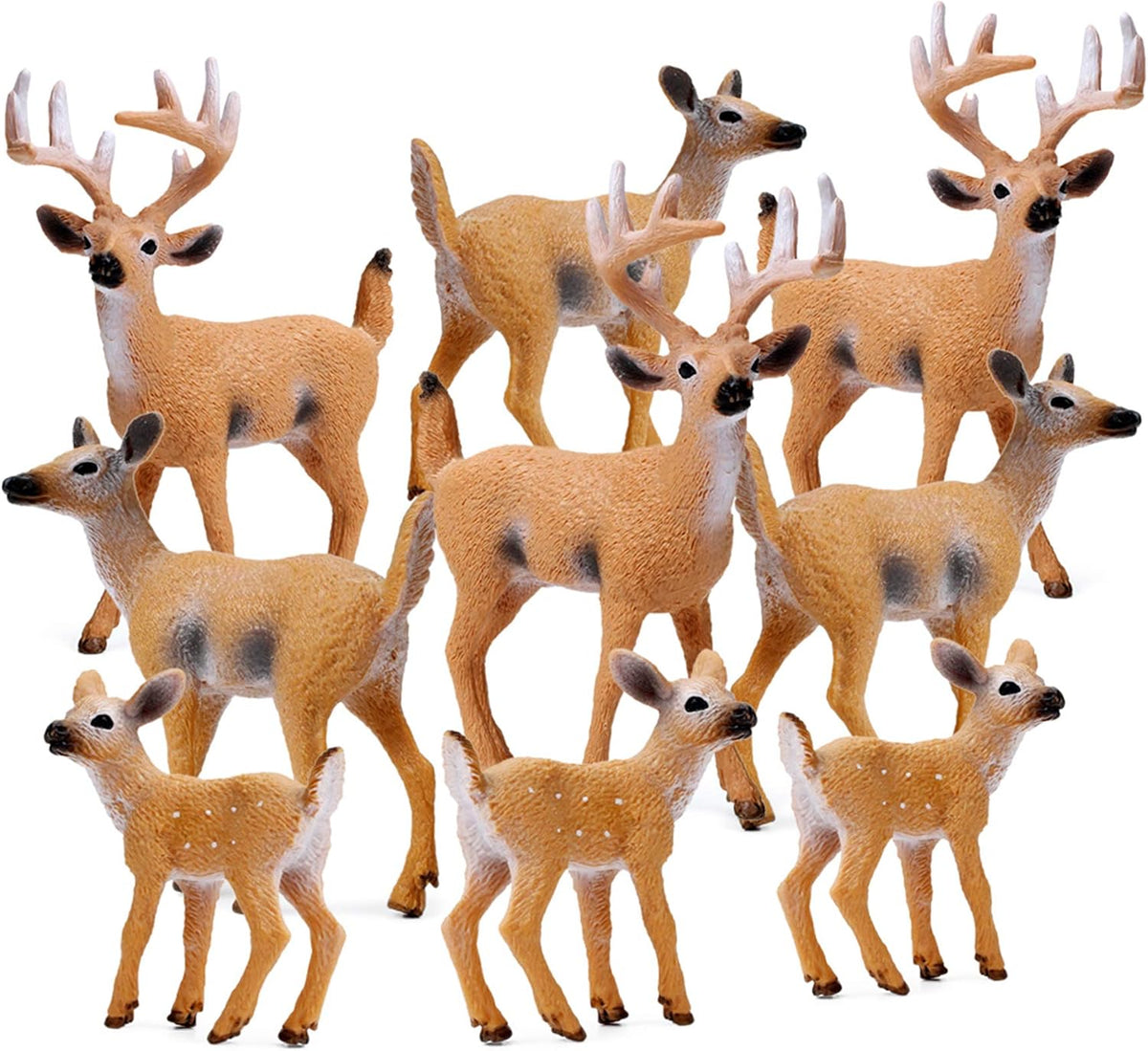 Deer Figurines Cake Toppers, Deer Toys Figure, Small Woodland Animals Set of 9