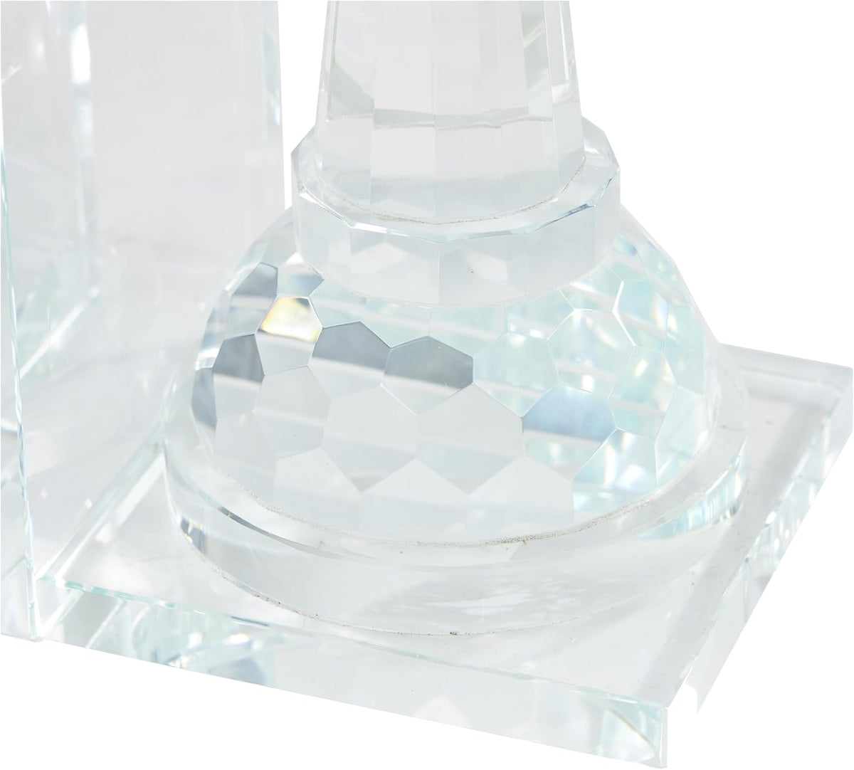 Deco 79 Crystal Chess Decorative Bookends Oversized Non Skid Bookends with Cut Crystal Designs, Set of 2 Office Bookends4 W, 10" H, Clear