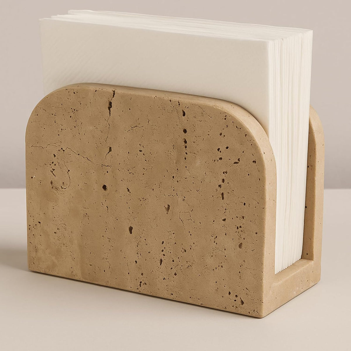 Marble Napkin Holder for Table Travertine 5.5 X 2.5 X 4 Inches