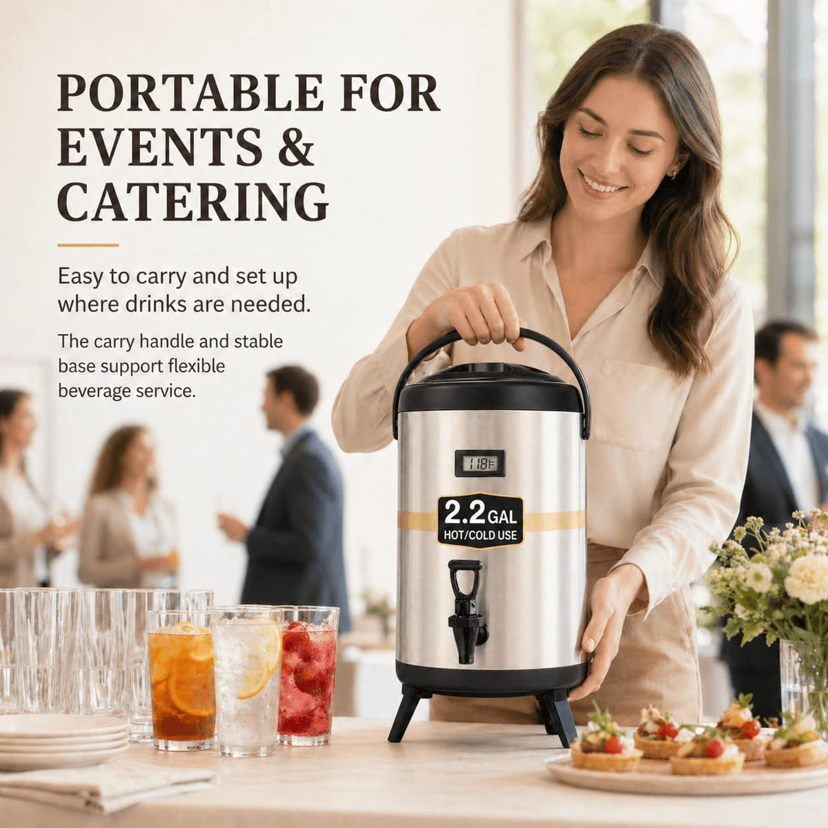 2.2 Gallon Insulated Beverage Dispenser with Spigot