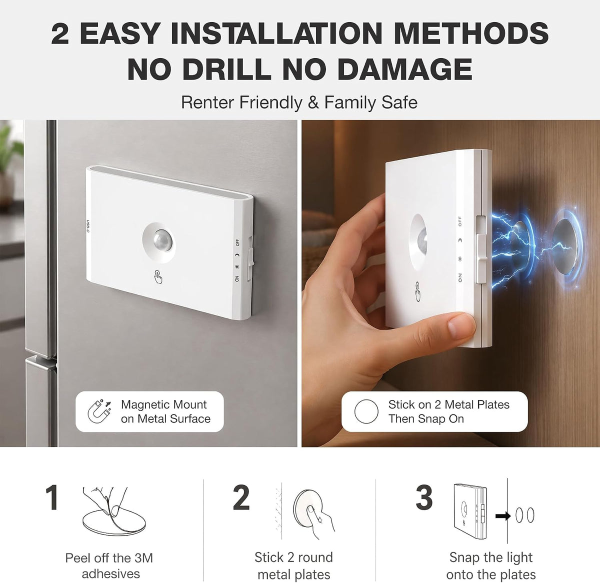 Motion Sensor Night Lights,Rechargeable Stair Lights Indoor,4 Pack,White