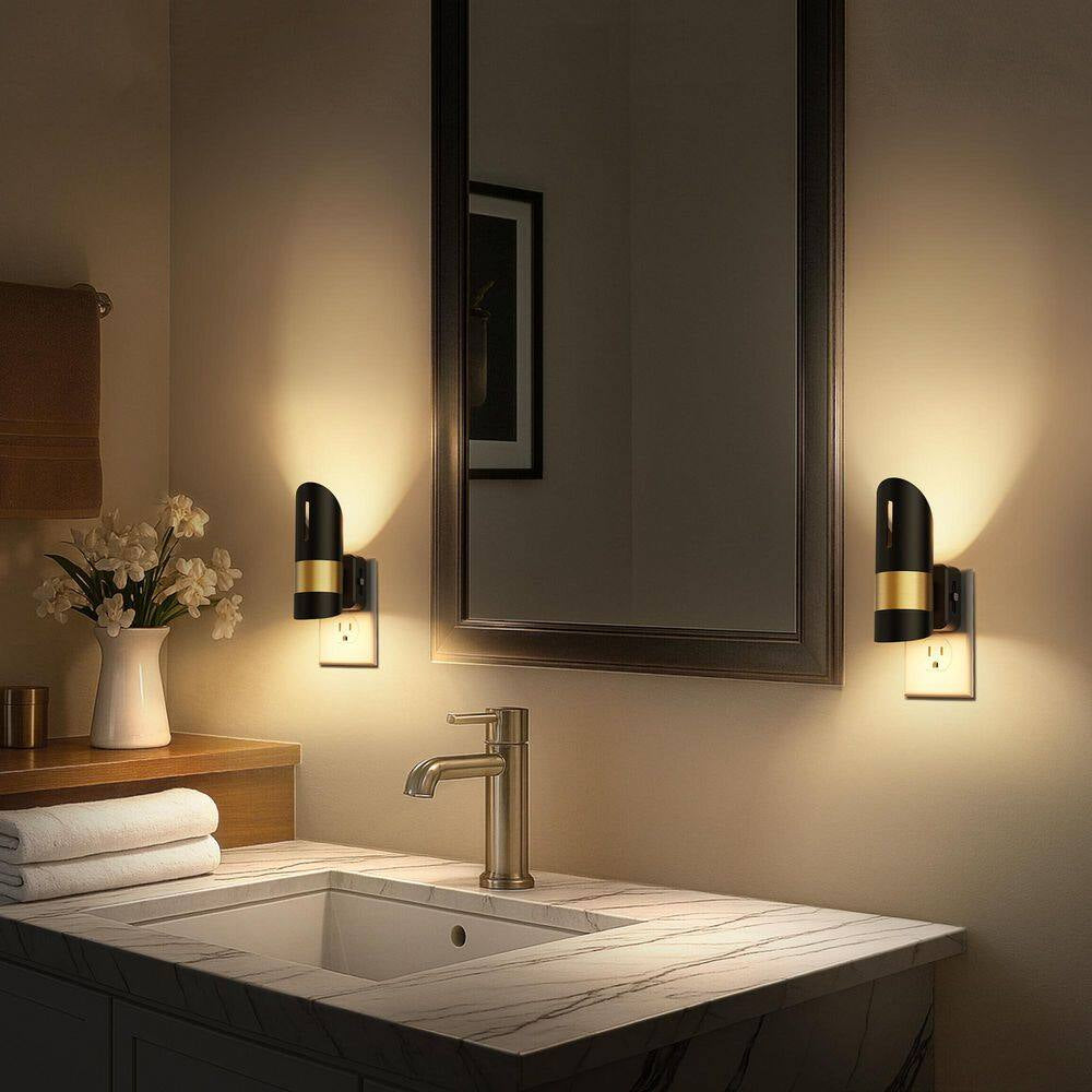 1-Light Plug-In Night Lights-Adjustable Brightness, 3000K Soft White with Dusk to Dawn Sensor for Home Bedroom(2-Pack)