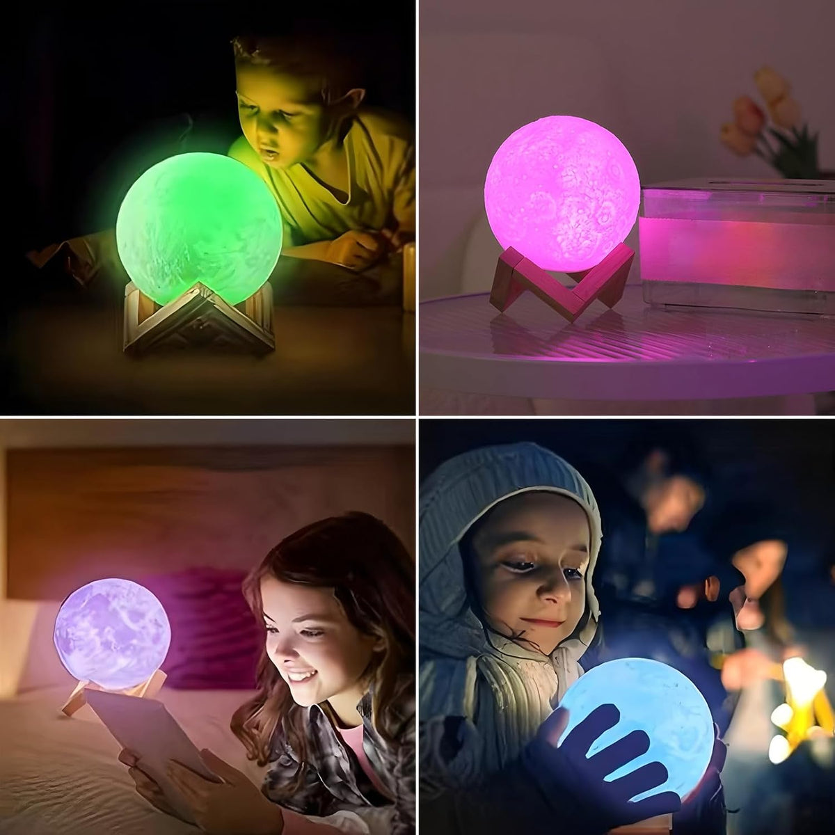 Moon Lamp,16 Colors Dimmable LED 3D Moon Light Gifts for Girls Boys,4.8In