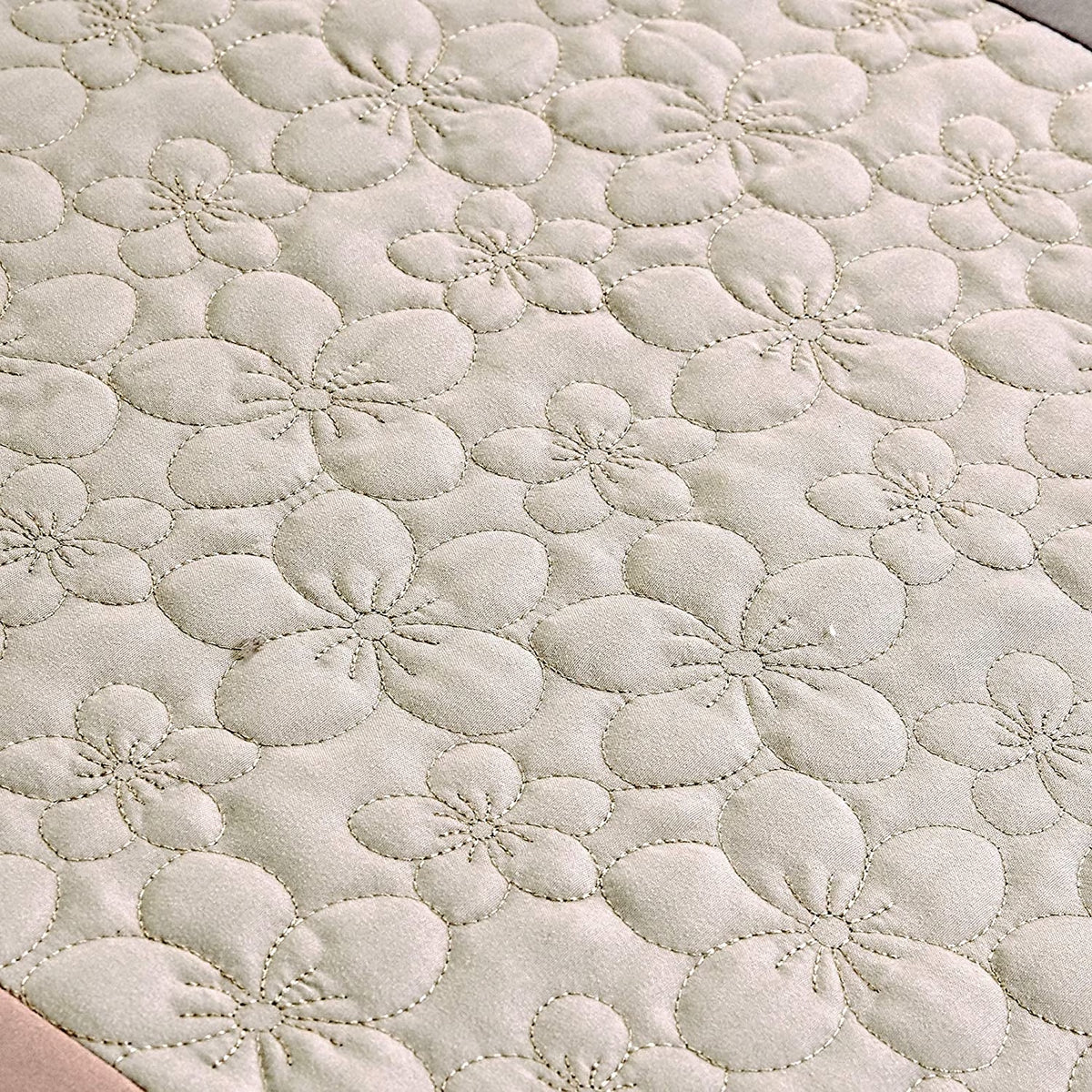 Linnea 7-Piece Luxury Blush Cherry Blossom Floral Embroidery Bedding Comforter Set, Queen