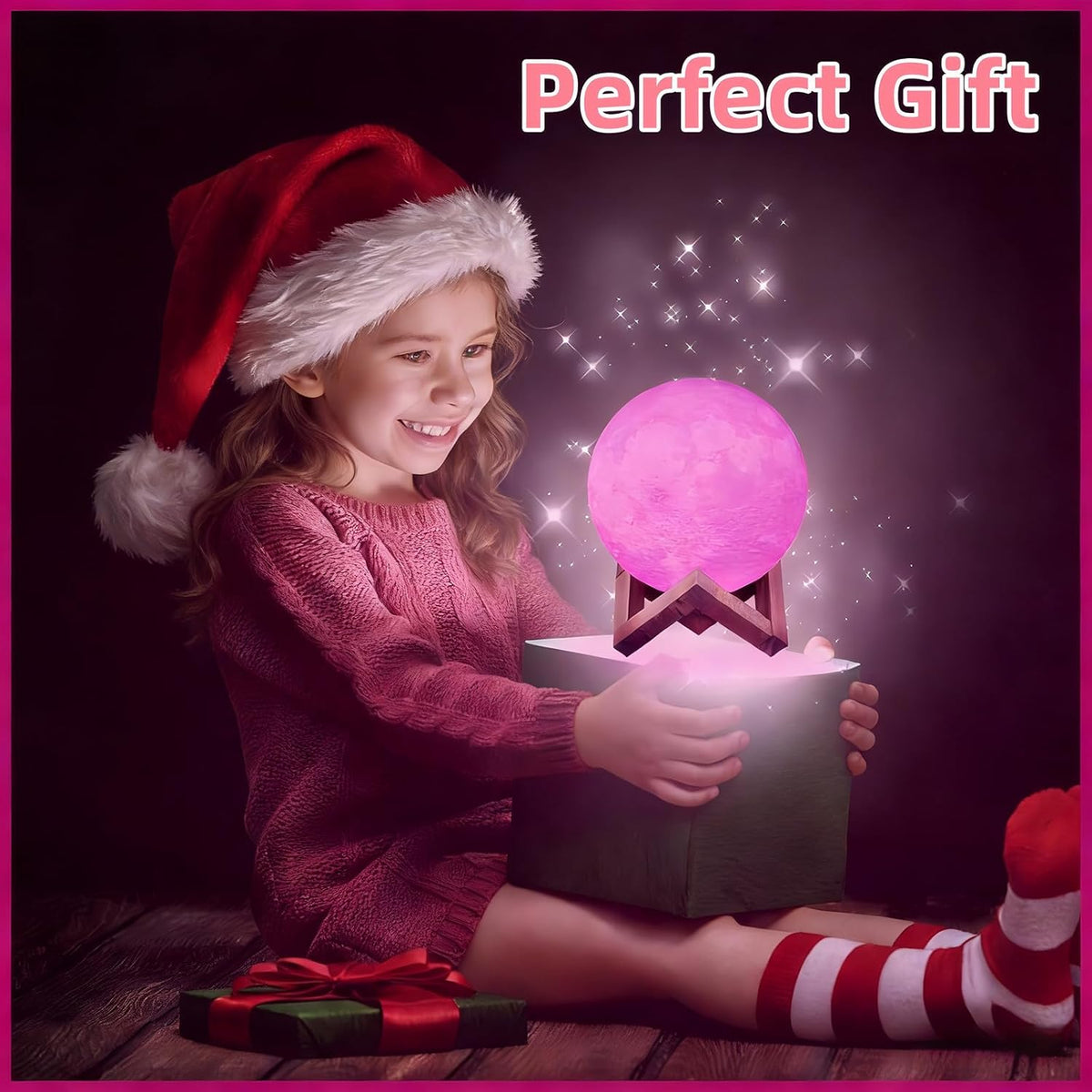 Moon Lamp,16 Colors Dimmable LED 3D Moon Light Gifts for Girls Boys,4.8In