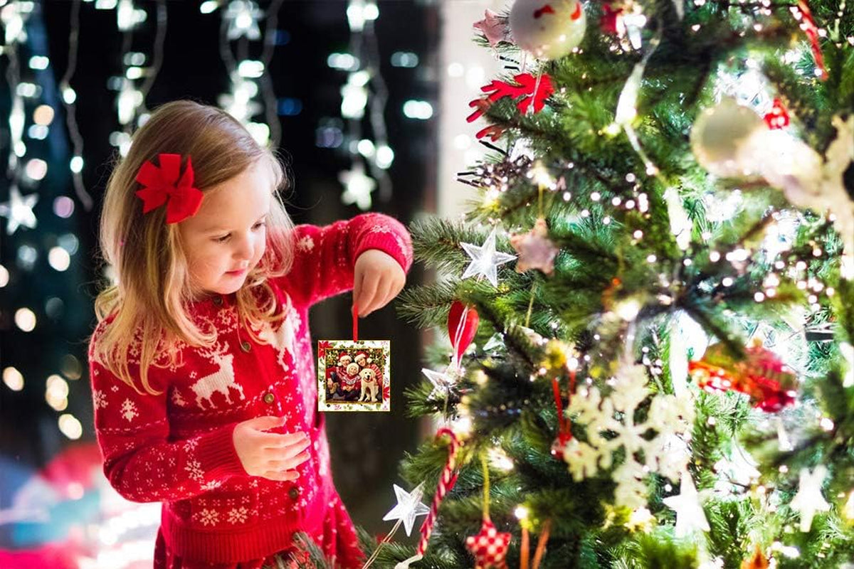 Picture Frame Christmas Ornaments 2026-3'' Floral Photo Frame Christmas Tree Ornaments Decorations Gifts for Family Friends Women Mom