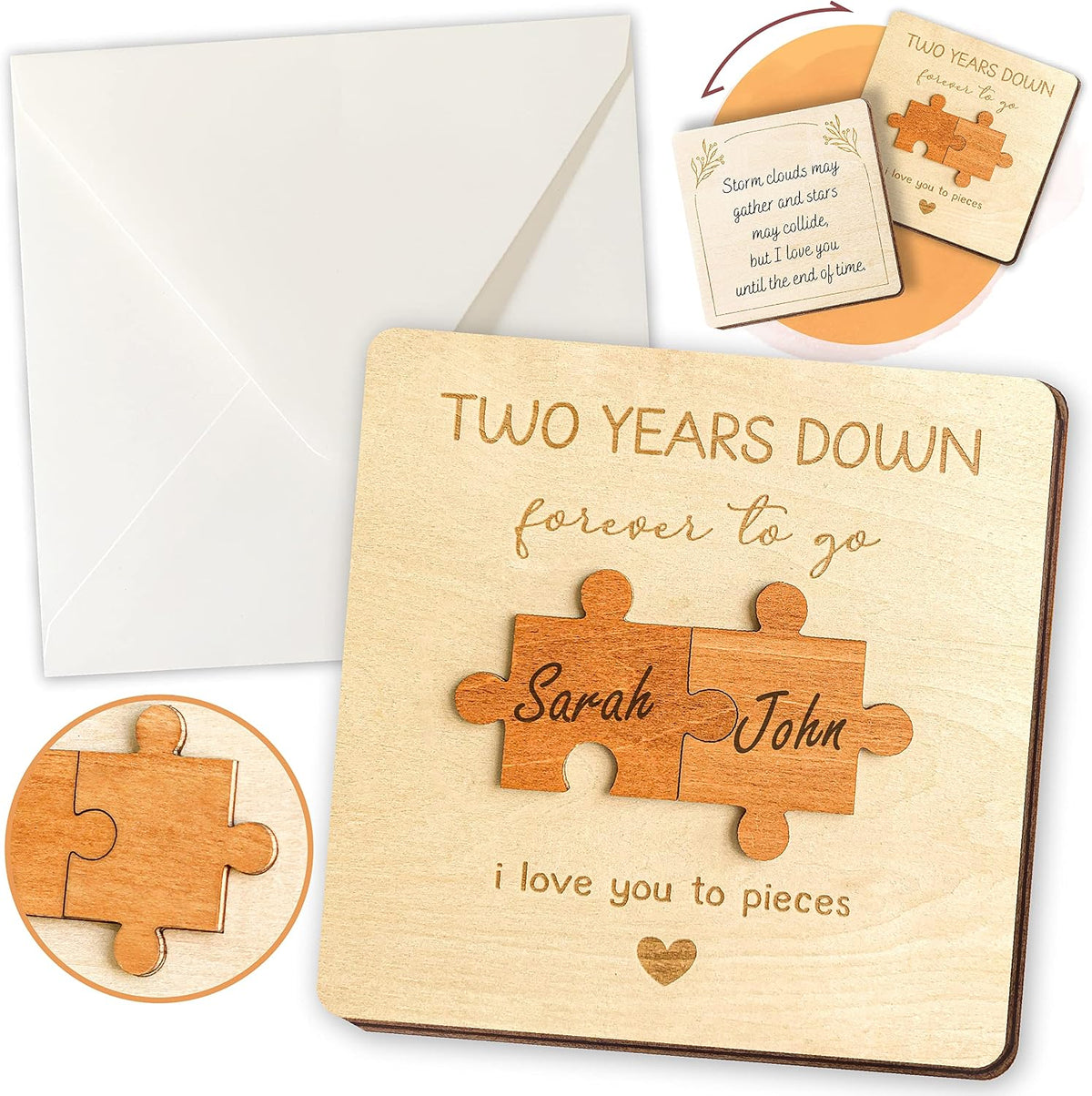 2Nd Anniversary Card for Him and Her, 2 Year Wood Gift