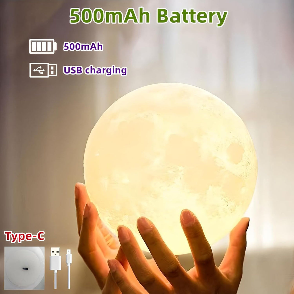 Moon Lamp,16 Colors Dimmable LED 3D Moon Light Gifts for Girls Boys,4.8In