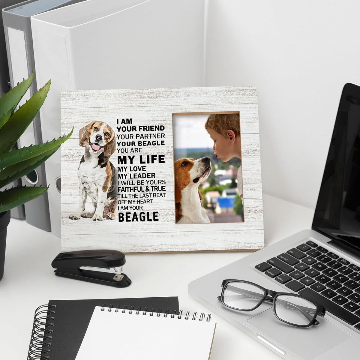 Beagle Dog Mom Dad Gifts for Women Men Dog Lovers Owner Kids, Beagle Decor Decorative Picture Frames, Beagle Ornament Frames, Beagle Beagles Dog Photo Picture Memorial Frame for 4X6 Photo