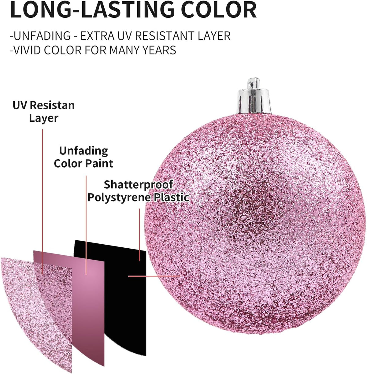 36Pcs Light Pink Christmas Balls for 2026 Christmas Tree Ornaments