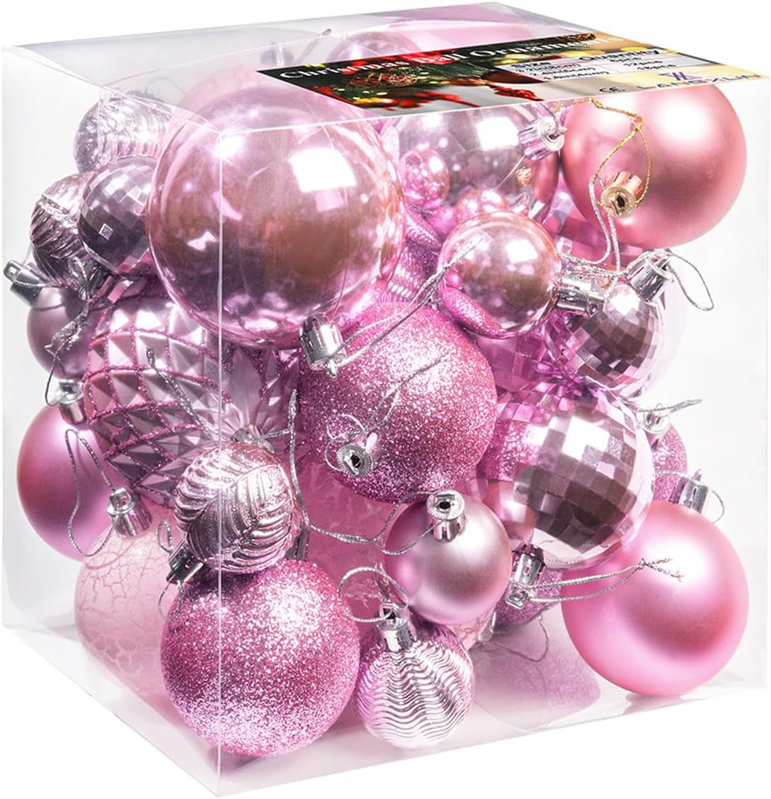 36Pcs Light Pink Christmas Balls for 2026 Christmas Tree Ornaments
