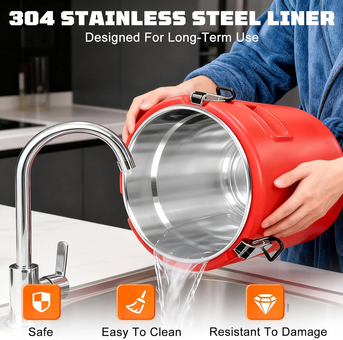 10L/2.6 Gallon Insulated Beverage Dispenser, Drink Dispenser with 304 Stainless Steel Interior and Spout, Portable Hot and Cold Water Dispensers for Parties Outdoors Camping