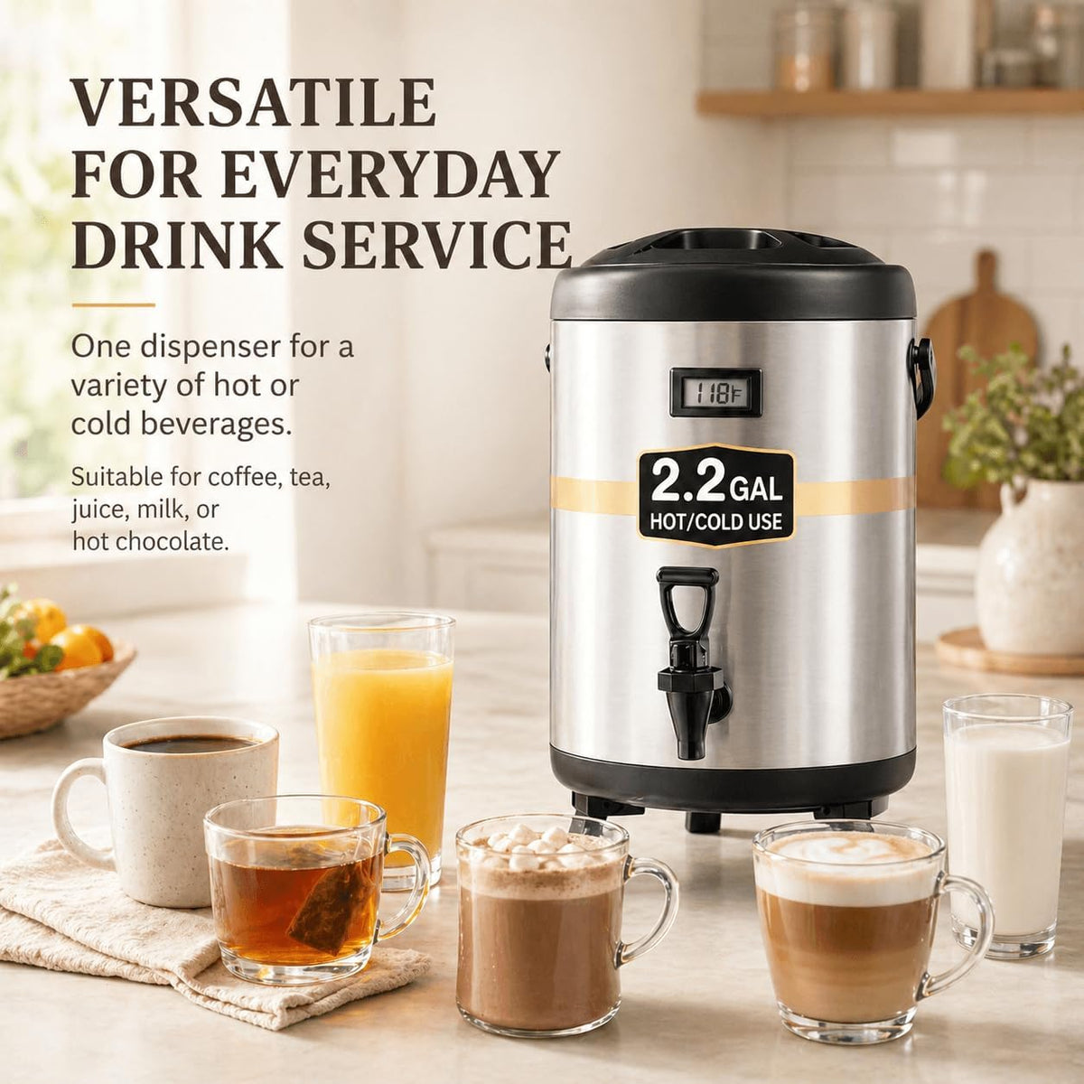 2.2 Gallon Insulated Beverage Dispenser with Spigot
