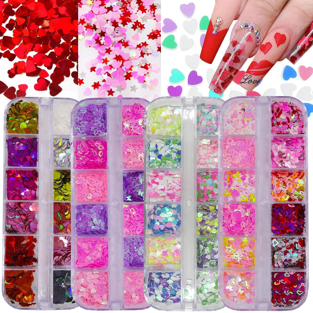 Holographic Nail Glitter Star Heart Butterfly Shaped Chunky Glitter Flakes