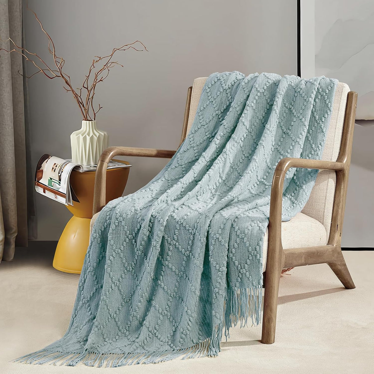Auqa Throw Blanket 50 X70 Inch Jacquard Throw Knitted Blanket