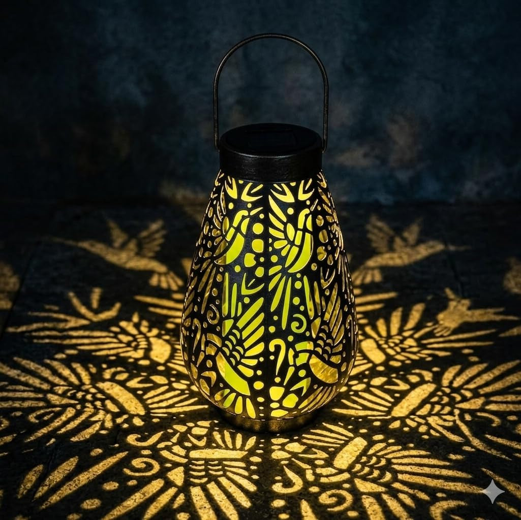 Hummingbird Solar Lantern Outdoor Waterproof Metal Hanging Garden Light