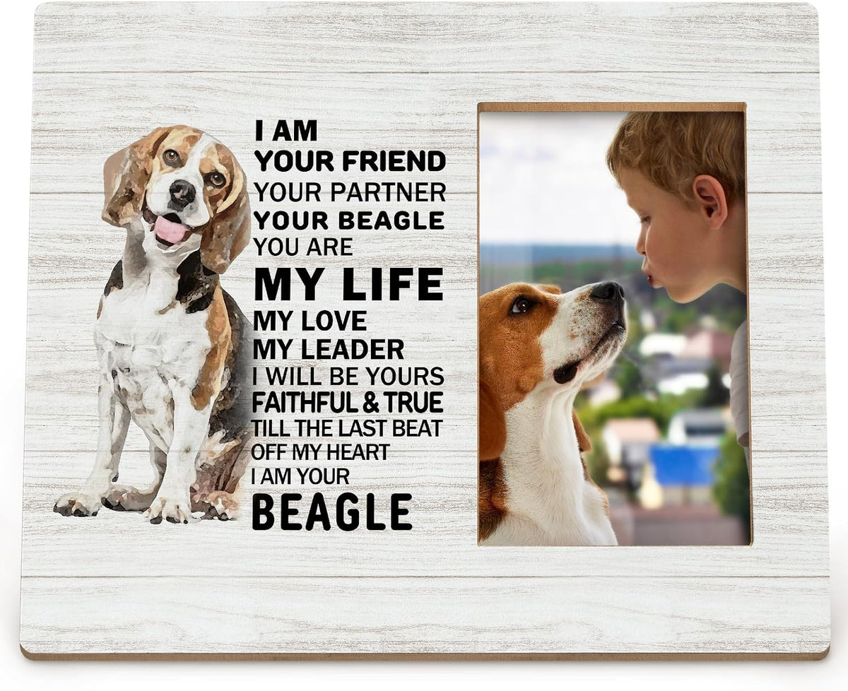 Beagle Dog Mom Dad Gifts for Women Men Dog Lovers Owner Kids, Beagle Decor Decorative Picture Frames, Beagle Ornament Frames, Beagle Beagles Dog Photo Picture Memorial Frame for 4X6 Photo