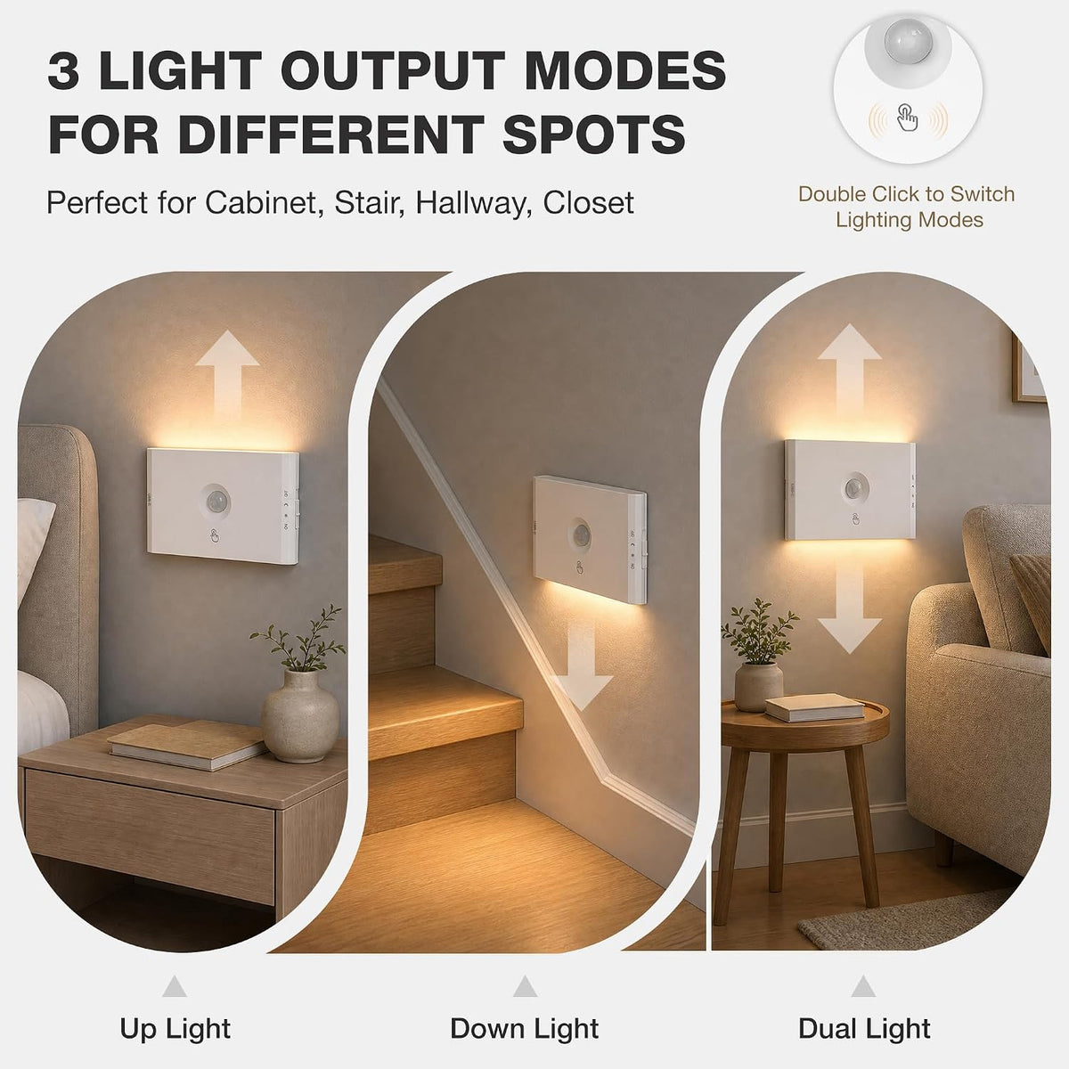 Motion Sensor Night Lights,Rechargeable Stair Lights Indoor,4 Pack,White