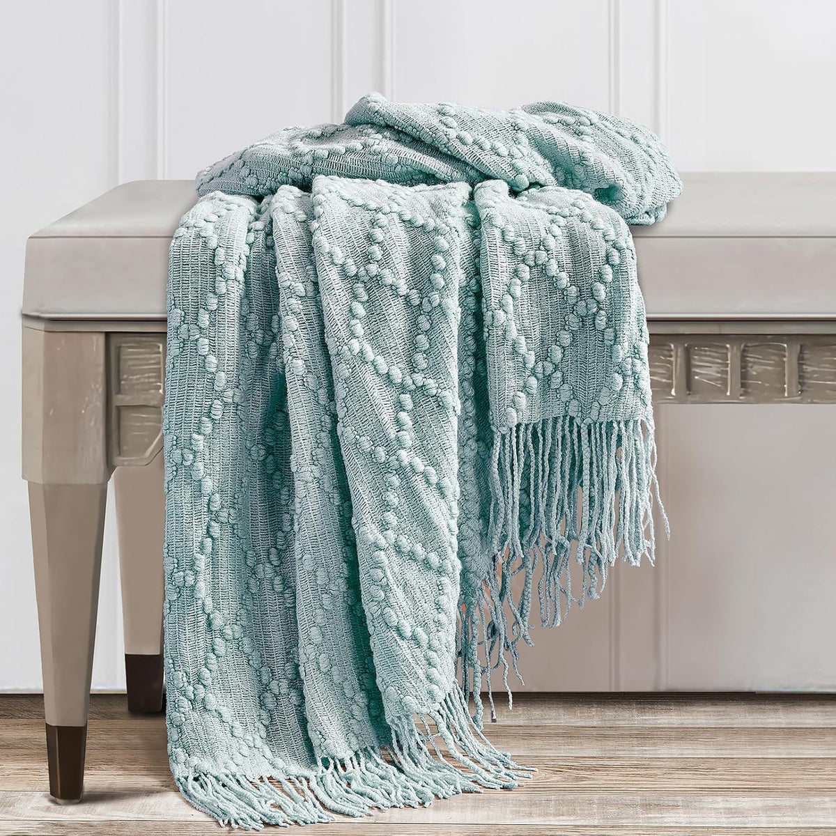 Auqa Throw Blanket 50 X70 Inch Jacquard Throw Knitted Blanket