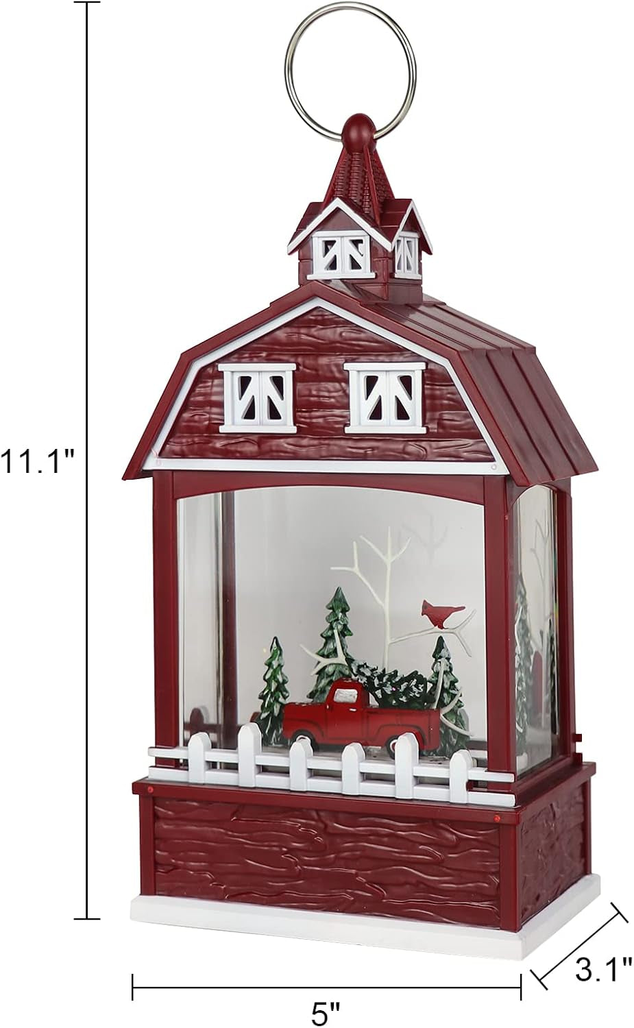 Red Truck Musical Snow Globe Lantern with 6H Timer