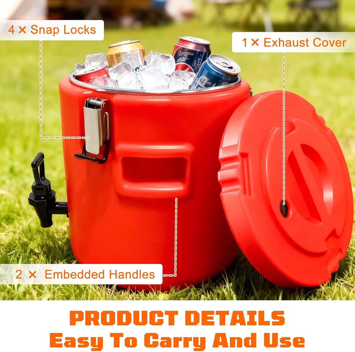 10L/2.6 Gallon Insulated Beverage Dispenser, Drink Dispenser with 304 Stainless Steel Interior and Spout, Portable Hot and Cold Water Dispensers for Parties Outdoors Camping