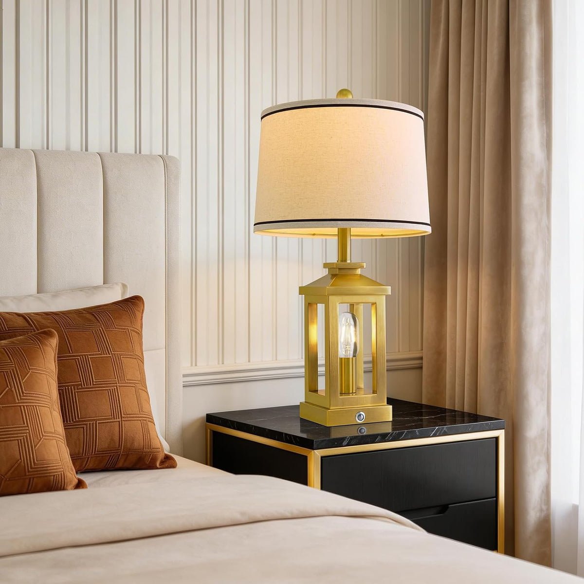 Modern Table Lamps Set of 2 for Living Room 23.75" Bedroom Nightstand Lamps