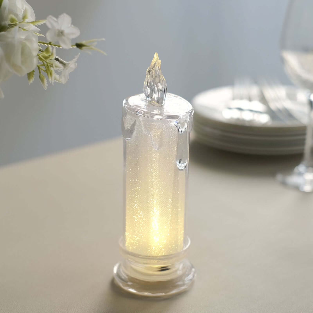 3 Pack | 7" Warm White LED Flameless Tea Light Candles, Battery Operated Candle Lamp