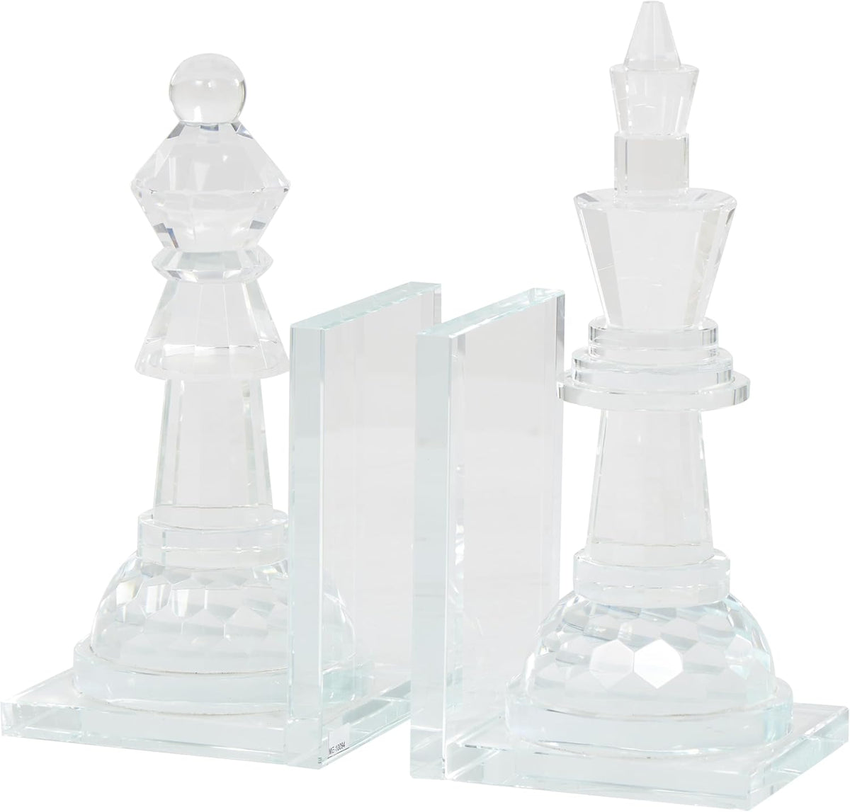 Deco 79 Crystal Chess Decorative Bookends Oversized Non Skid Bookends with Cut Crystal Designs, Set of 2 Office Bookends4 W, 10" H, Clear
