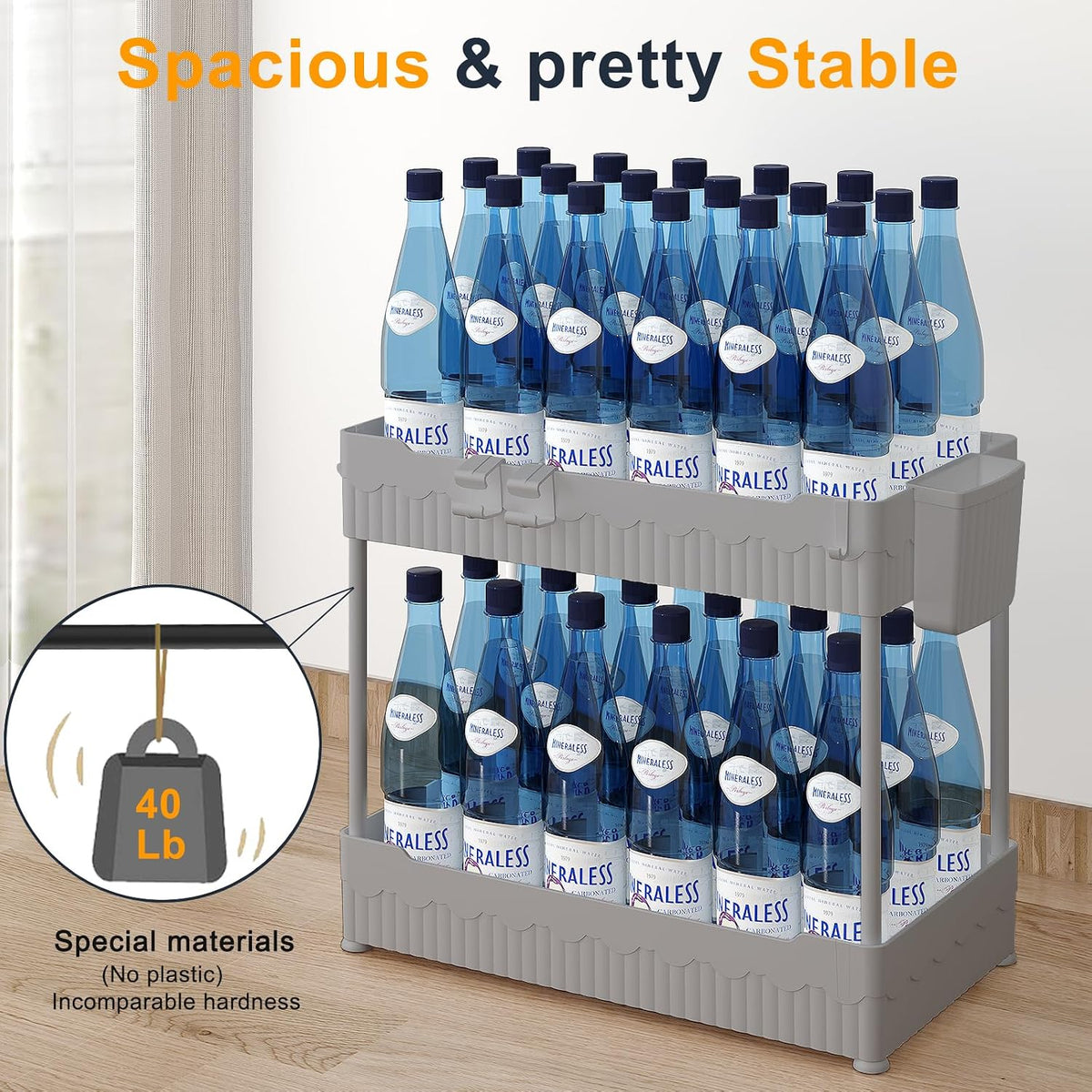 2-Pack under Sink Organizer with Hooks & Hanging Cup for Kitchen