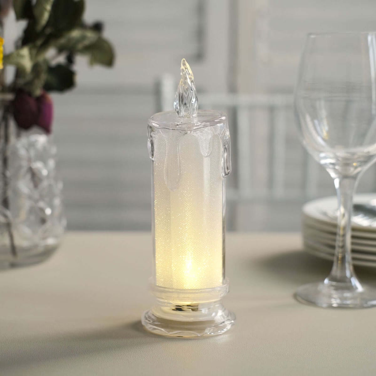 3 Pack | 7" Warm White LED Flameless Tea Light Candles, Battery Operated Candle Lamp