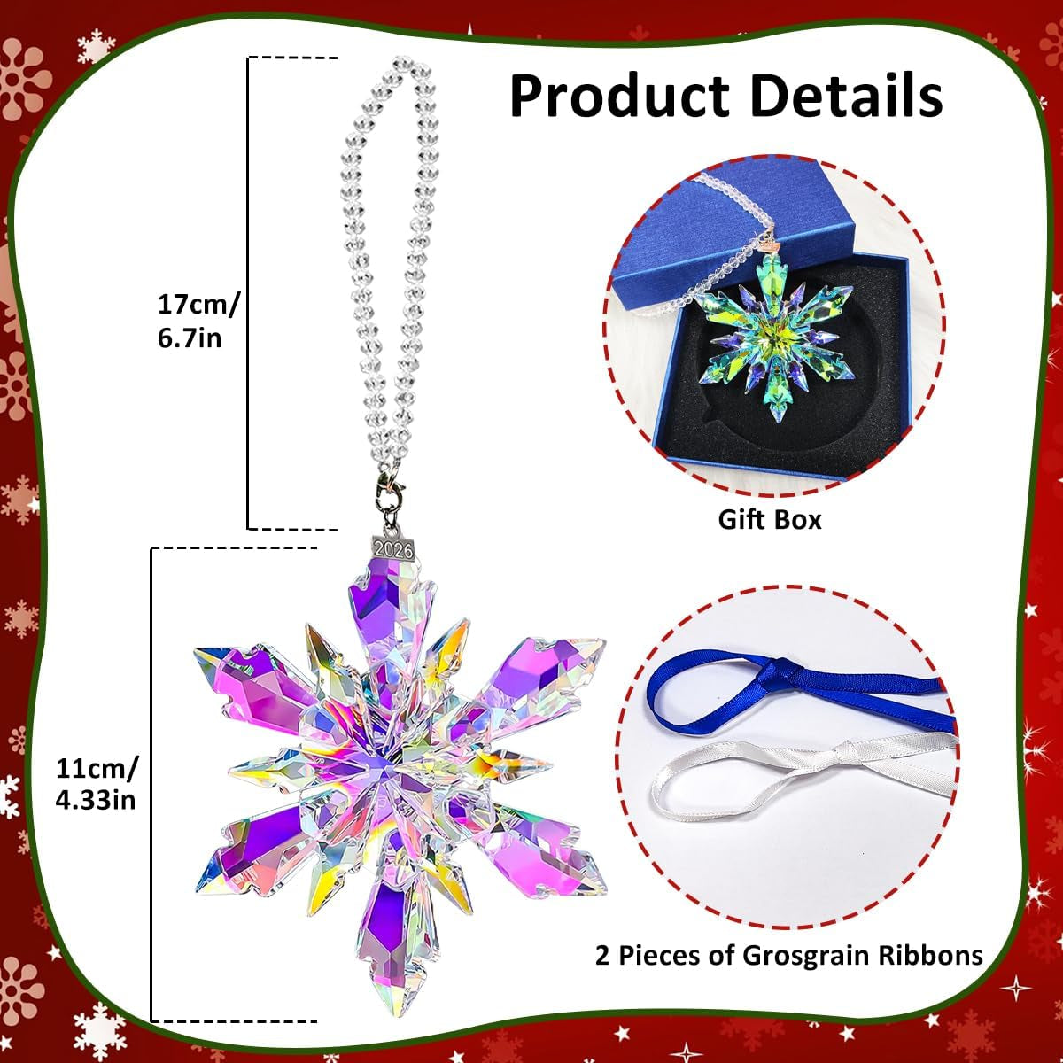 Christmas Ornaments 2026, Crystal Glass Snowflake Ornaments, Sparkly Pretty