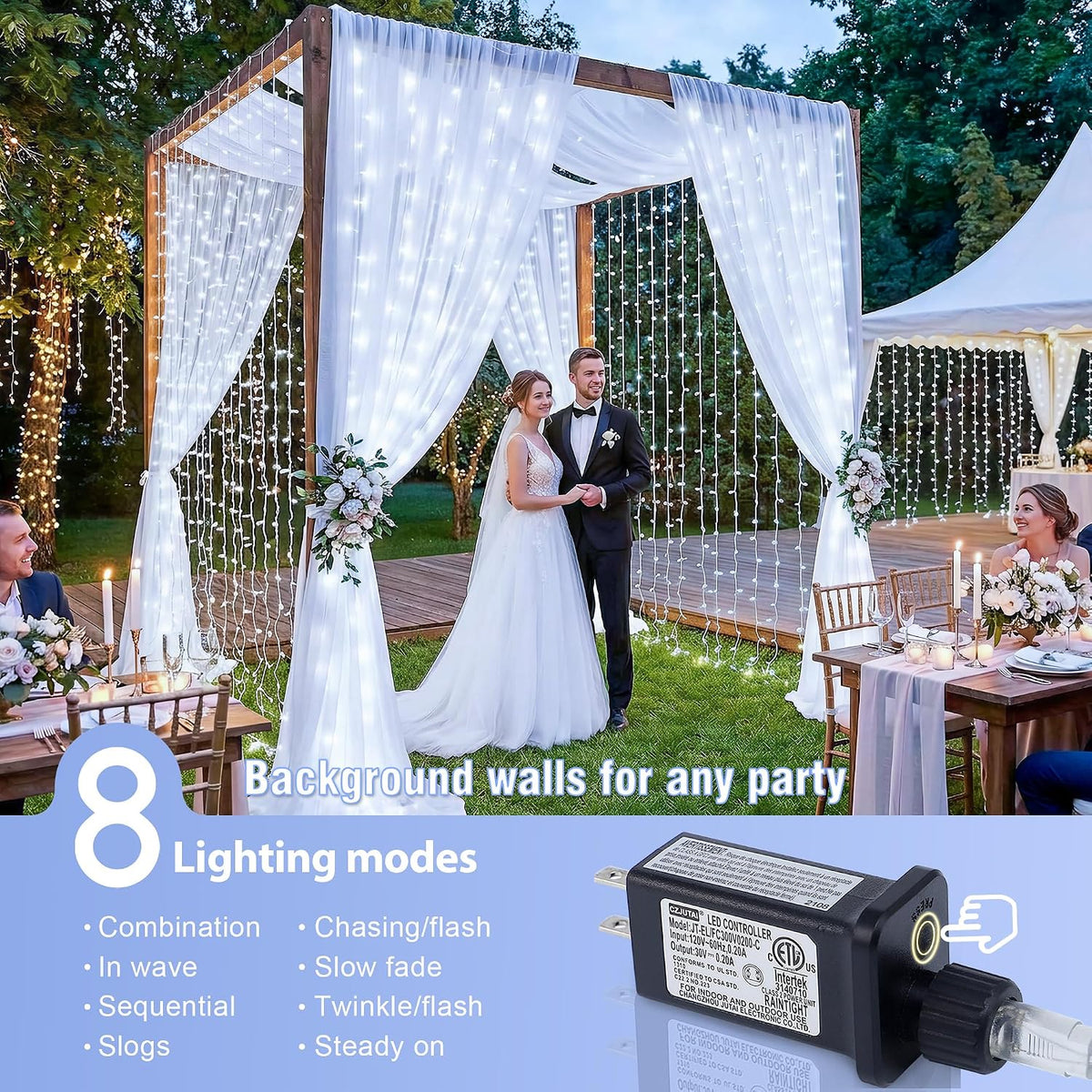 304 LED Curtain Lights, 9.8FT X 9.8FT Fairy Lights for Bedroom
