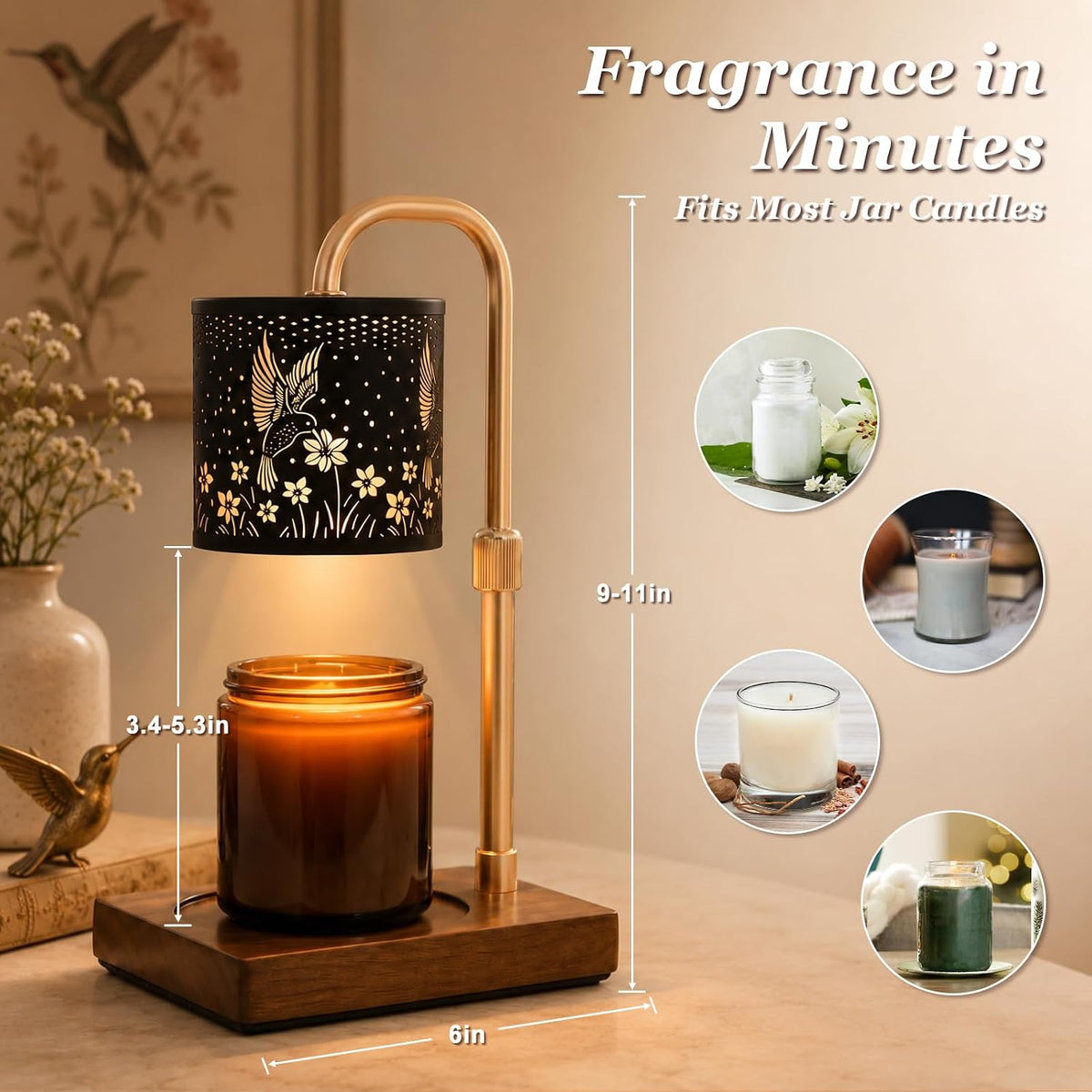 Hummingbird Candle Warmer Lamp Timer - Birthday Gifts for Women