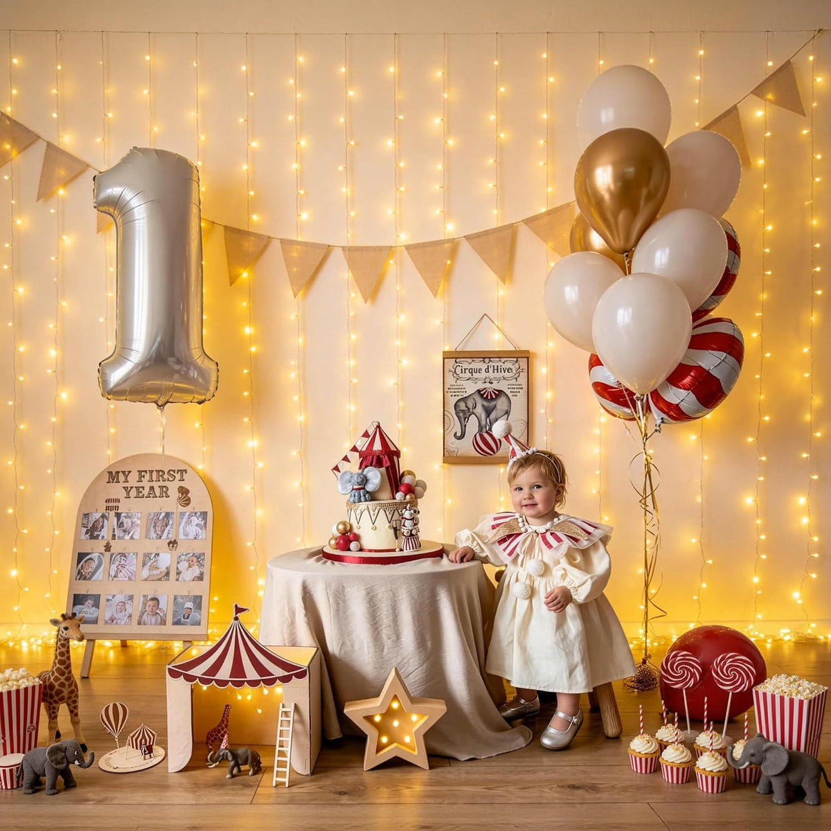 USB Plug in Curtain Lights 200 LED with 8 Modes, 6.5Ftx6.5Ft