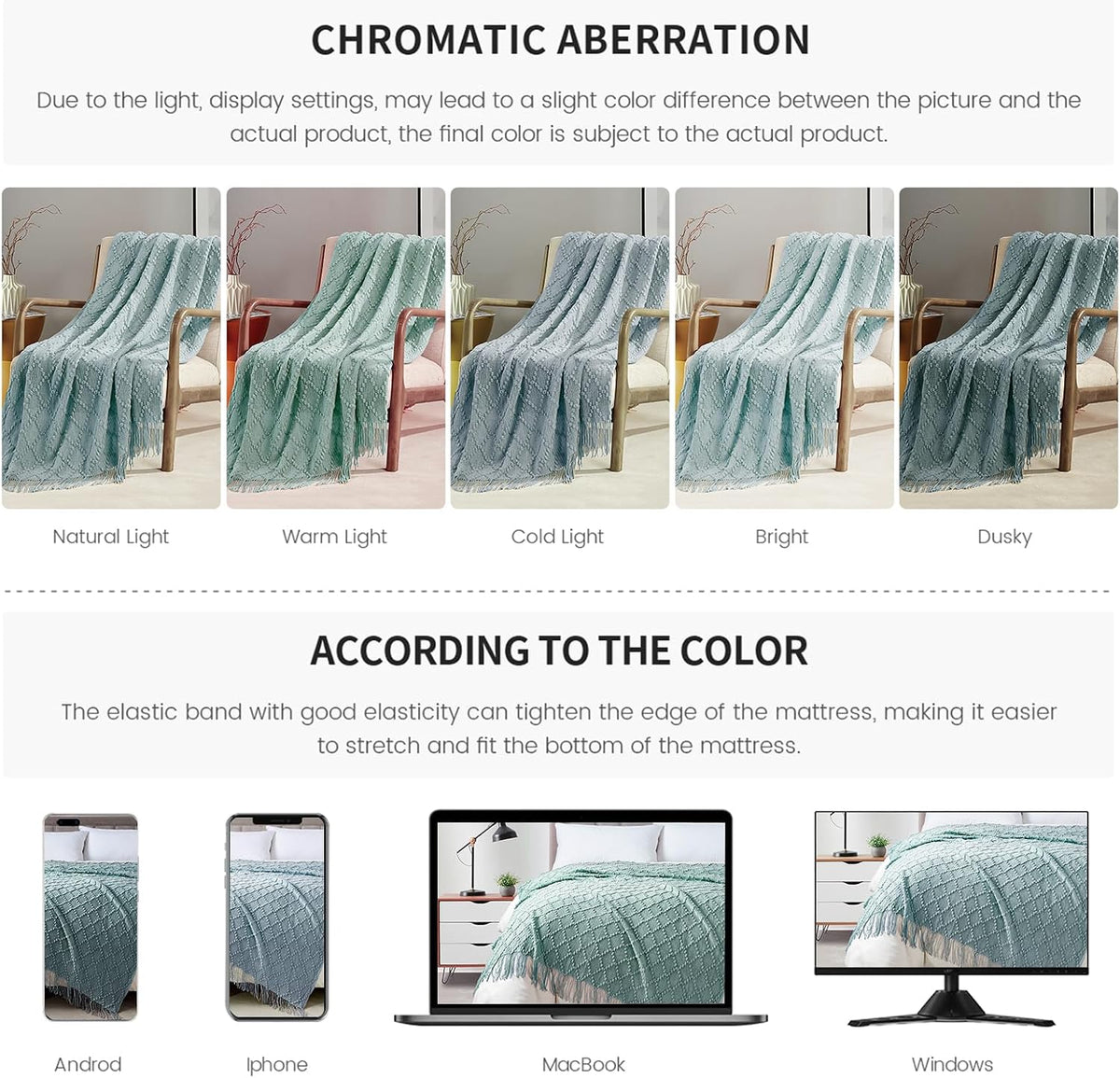 Auqa Throw Blanket 50 X70 Inch Jacquard Throw Knitted Blanket