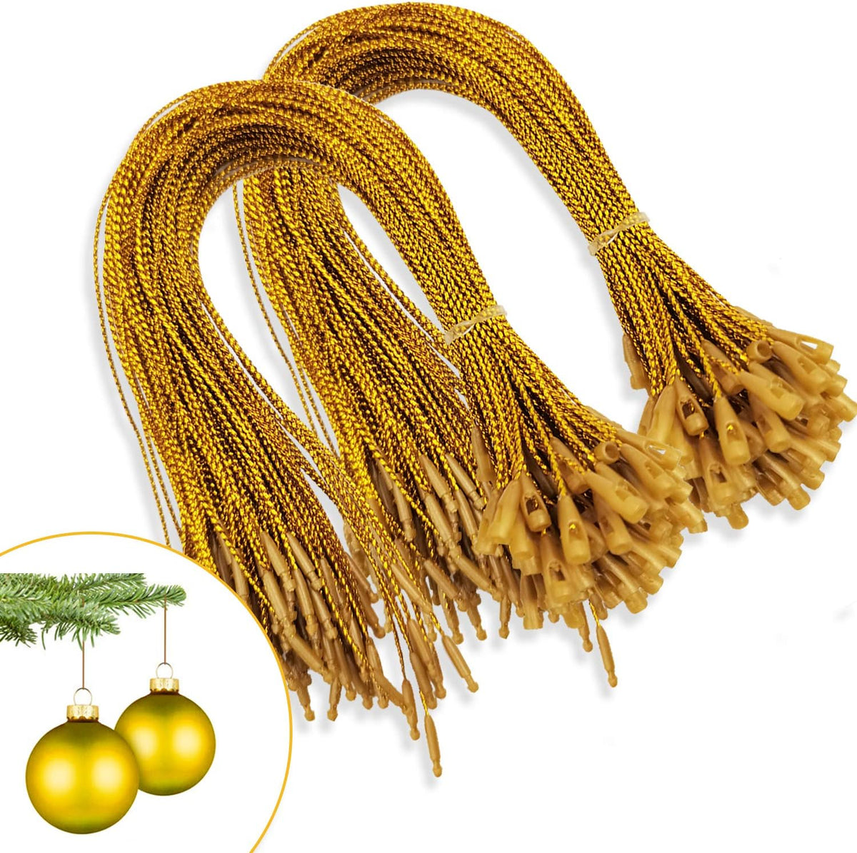 Christmas Tree Ornament String Hanger Precut Ribbon Hook with Snap Fastener