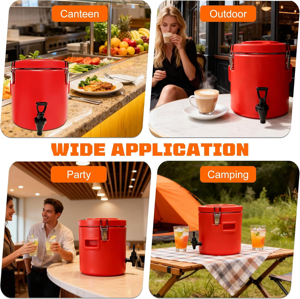 10L/2.6 Gallon Insulated Beverage Dispenser, Drink Dispenser with 304 Stainless Steel Interior and Spout, Portable Hot and Cold Water Dispensers for Parties Outdoors Camping