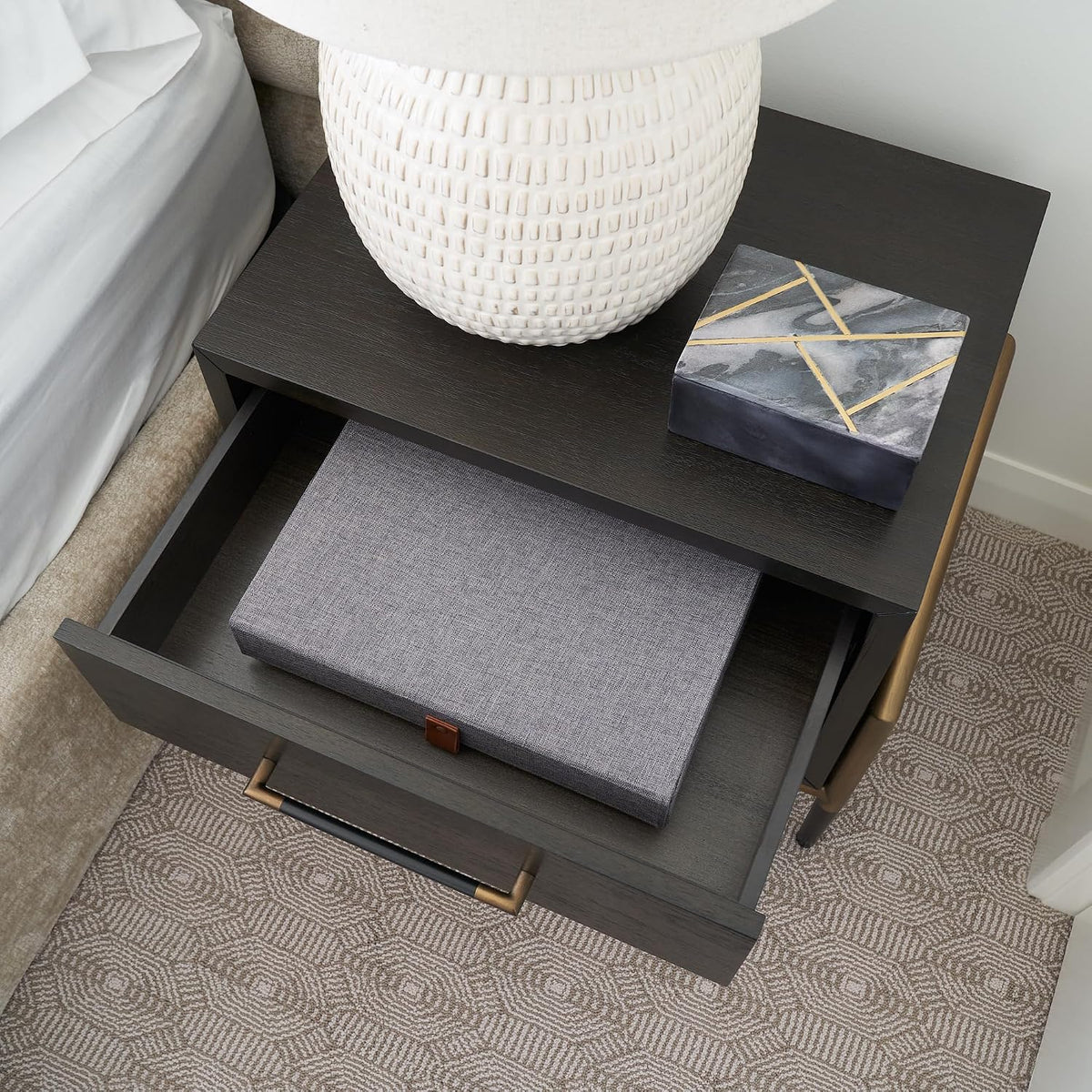 Decorative Photo Storage Box with Lid - Beautiful Linen Organizer