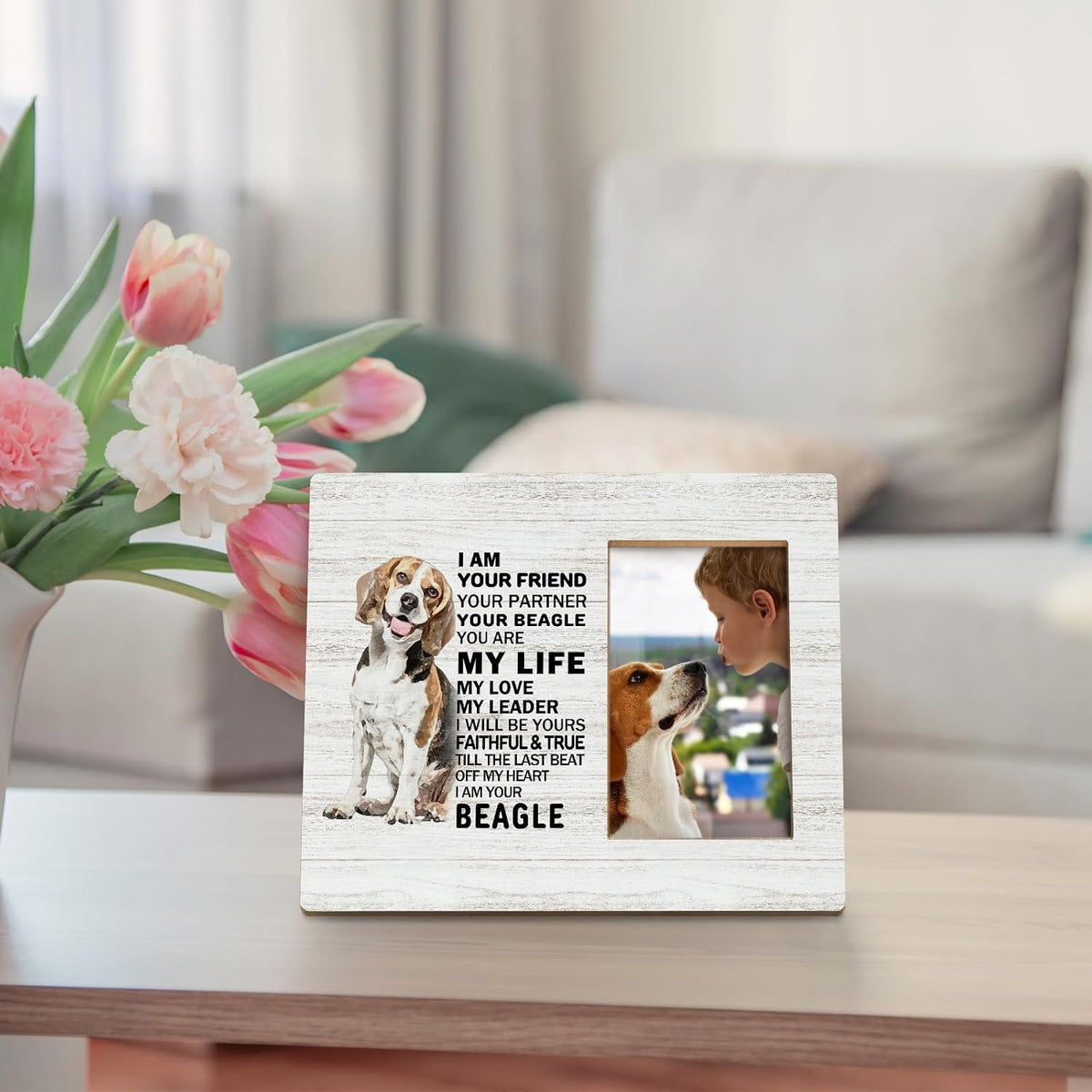 Beagle Dog Mom Dad Gifts for Women Men Dog Lovers Owner Kids, Beagle Decor Decorative Picture Frames, Beagle Ornament Frames, Beagle Beagles Dog Photo Picture Memorial Frame for 4X6 Photo